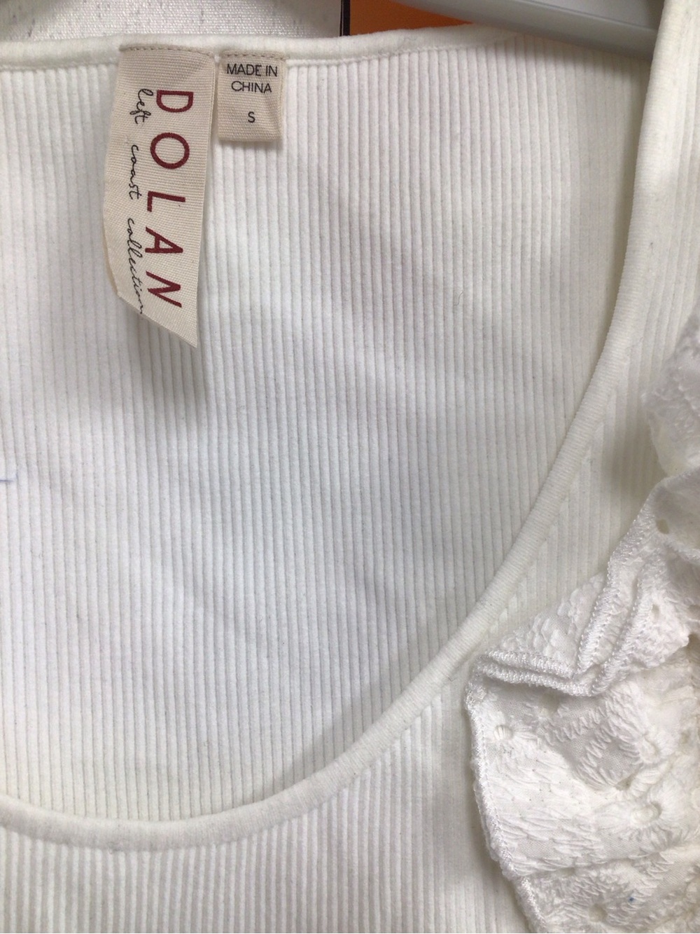 dolan White Ribbed Tank with Eyelet Ruffle Sleeves - Picture 7 of 8